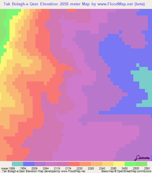 Tak Bolagh-e Qesr,Iran Elevation Map