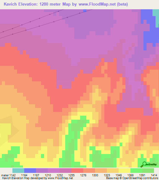 Kavich,Iran Elevation Map