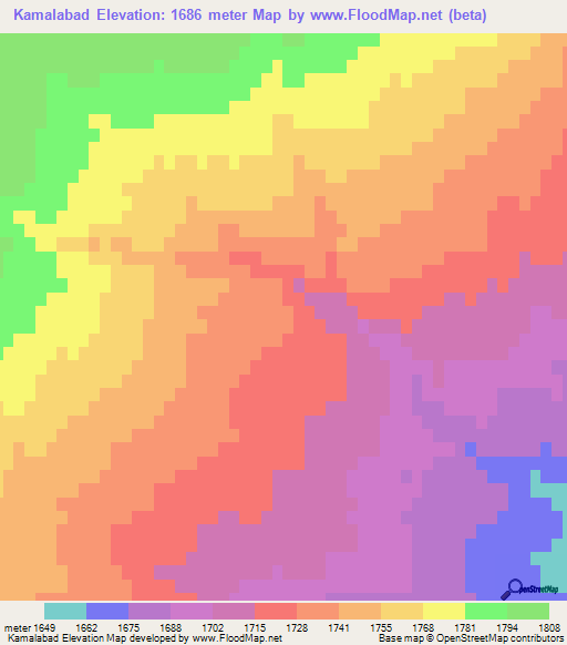 Kamalabad,Iran Elevation Map