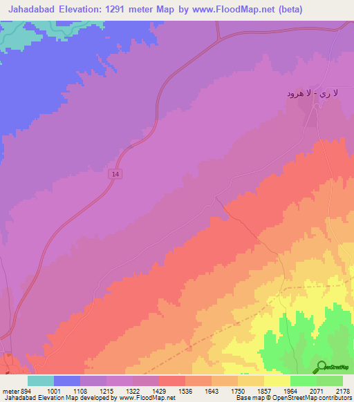 Jahadabad,Iran Elevation Map