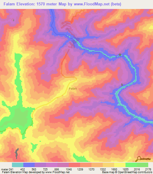 Falam,Myanmar Elevation Map
