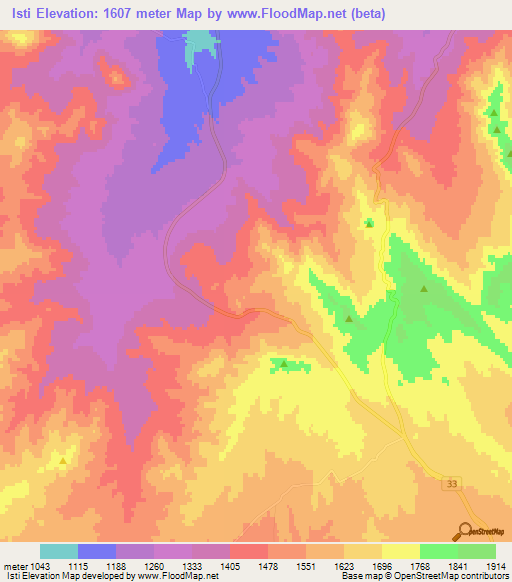 Isti,Iran Elevation Map