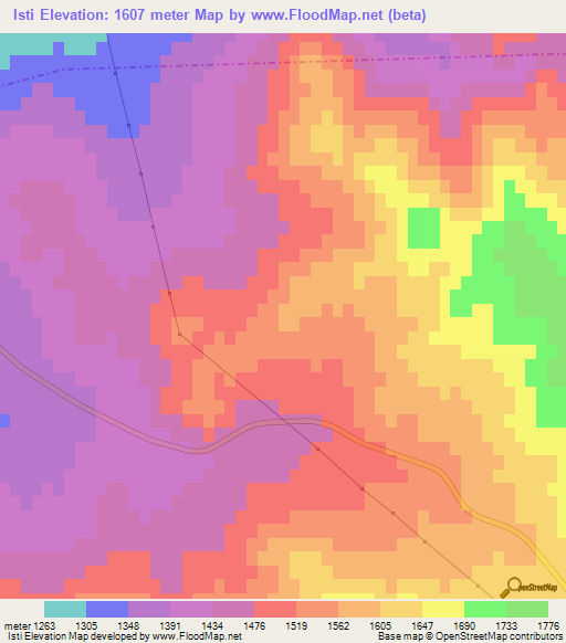 Isti,Iran Elevation Map