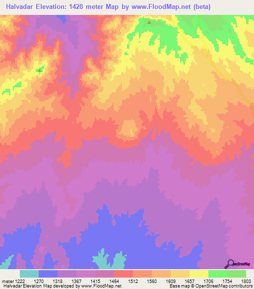Halvadar,Iran Elevation Map