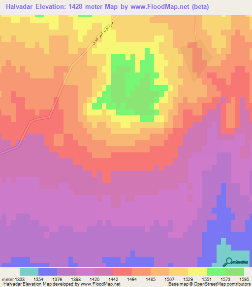 Halvadar,Iran Elevation Map