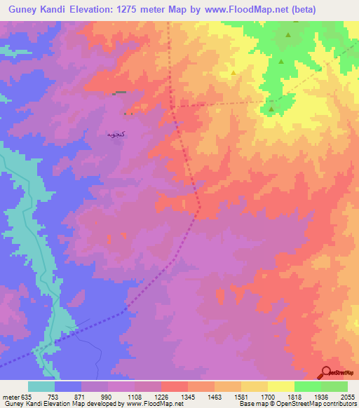Guney Kandi,Iran Elevation Map