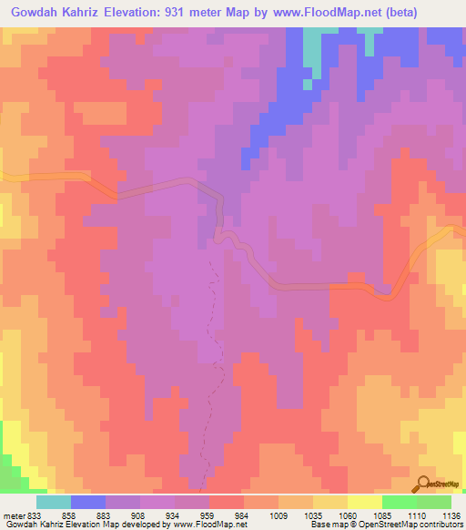 Gowdah Kahriz,Iran Elevation Map
