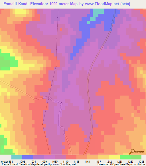 Esma`il Kandi,Iran Elevation Map