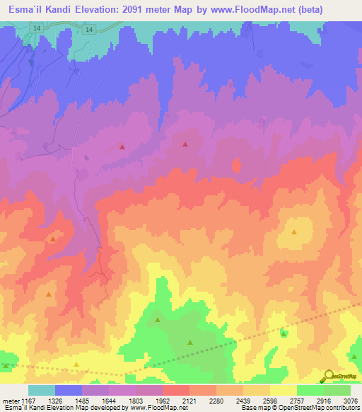 Esma`il Kandi,Iran Elevation Map