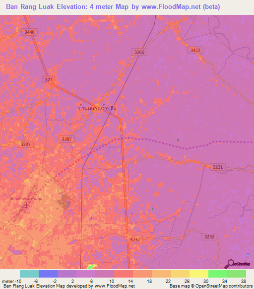 Ban Rang Luak,Thailand Elevation Map
