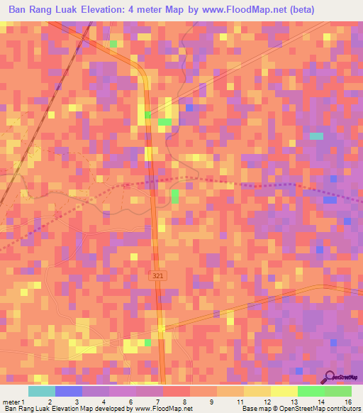 Ban Rang Luak,Thailand Elevation Map