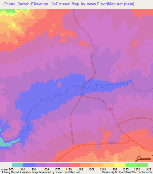 Chang Darreh,Iran Elevation Map