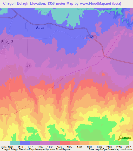 Chagoli Bolagh,Iran Elevation Map