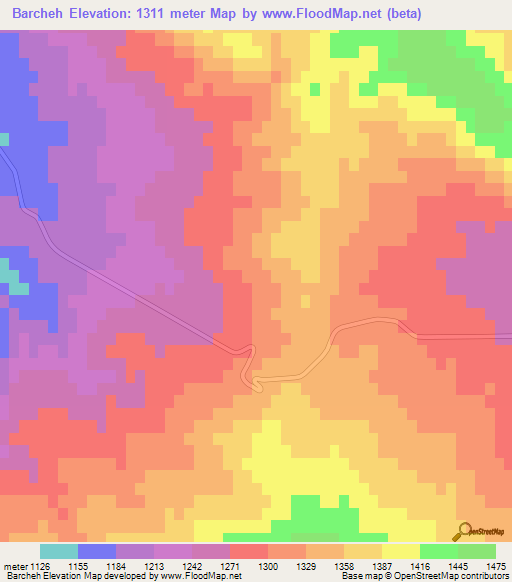 Barcheh,Iran Elevation Map