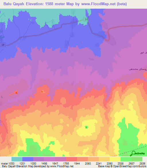 Balu Qayah,Iran Elevation Map