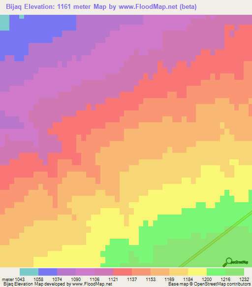 Bijaq,Iran Elevation Map