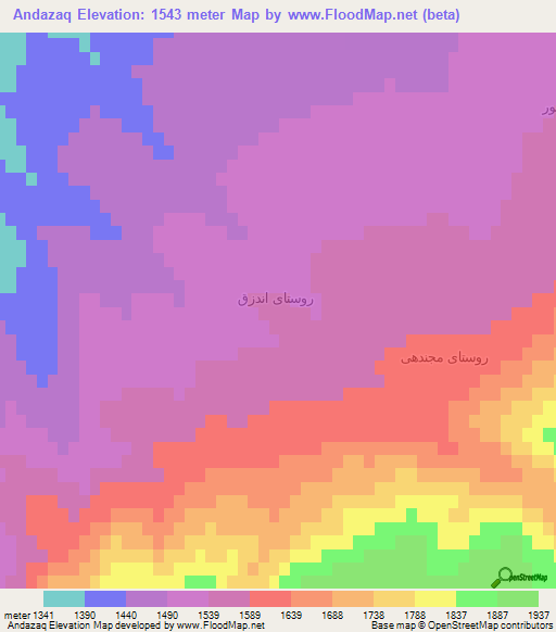 Andazaq,Iran Elevation Map