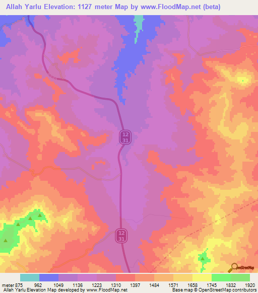 Allah Yarlu,Iran Elevation Map