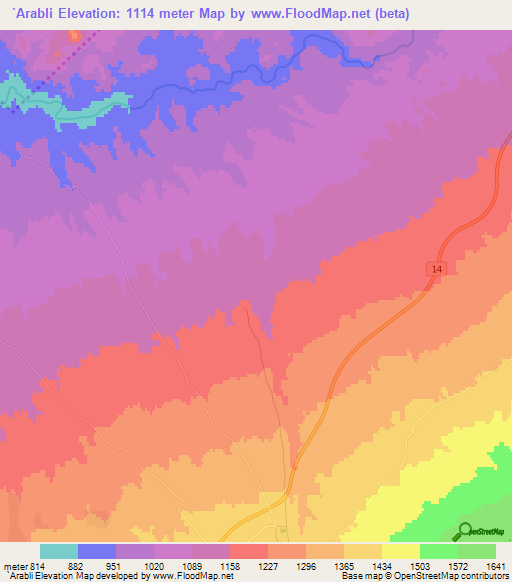 `Arabli,Iran Elevation Map