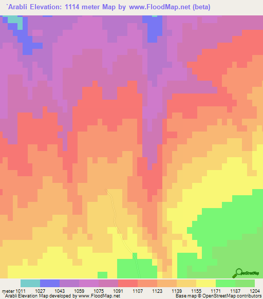 `Arabli,Iran Elevation Map