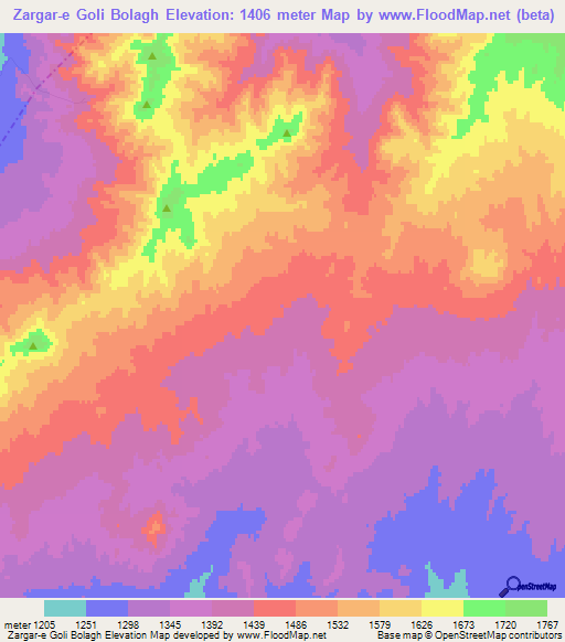 Zargar-e Goli Bolagh,Iran Elevation Map