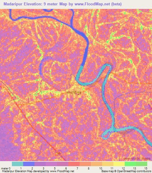 Madaripur,Bangladesh Elevation Map