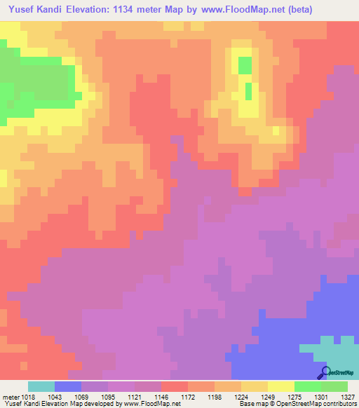 Yusef Kandi,Iran Elevation Map