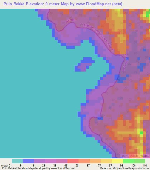 Pulo Bakka,India Elevation Map
