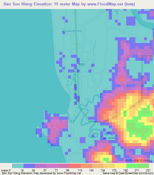 Ban Son Klang,Thailand Elevation Map