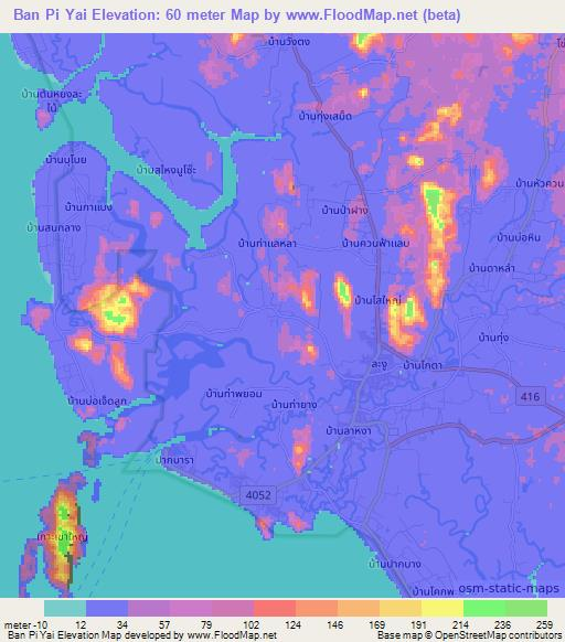 Ban Pi Yai,Thailand Elevation Map