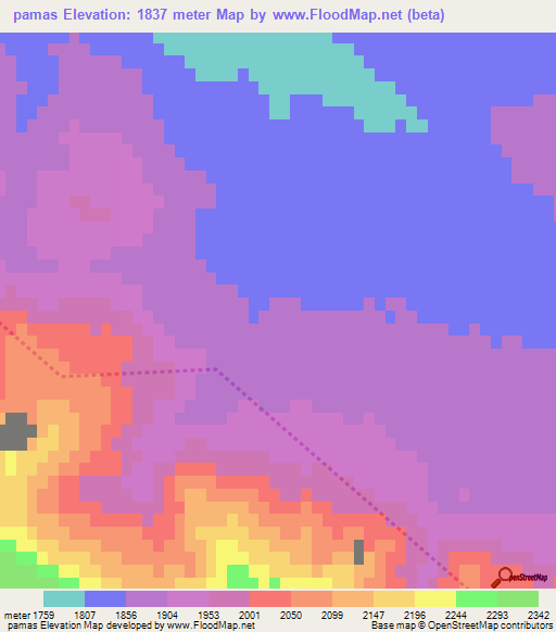 pamas,Iran Elevation Map