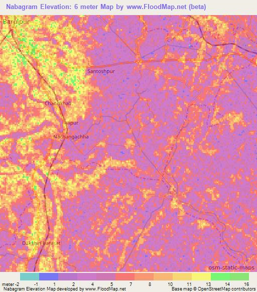 Nabagram,India Elevation Map