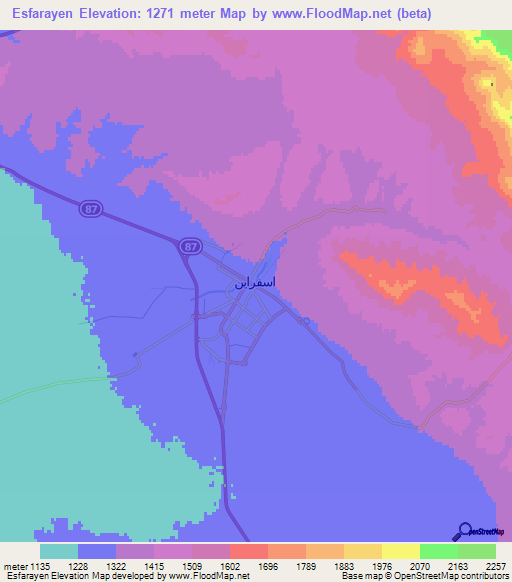 Esfarayen,Iran Elevation Map