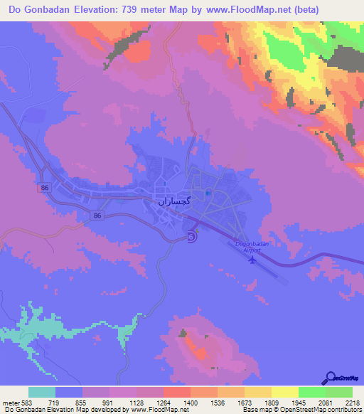 Do Gonbadan,Iran Elevation Map