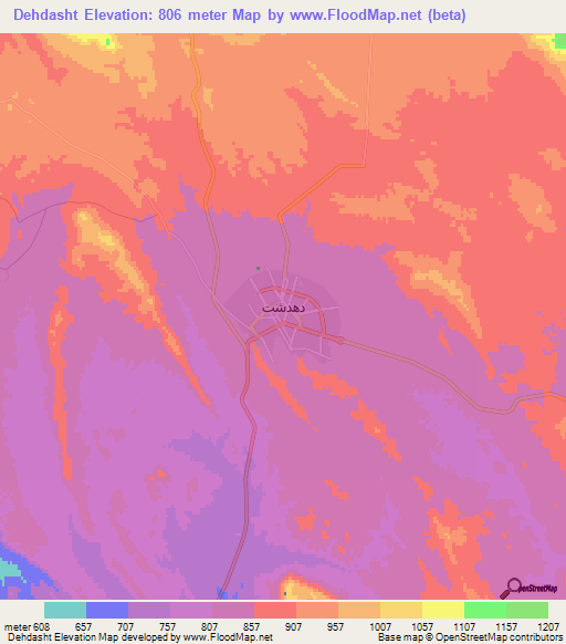 Dehdasht,Iran Elevation Map
