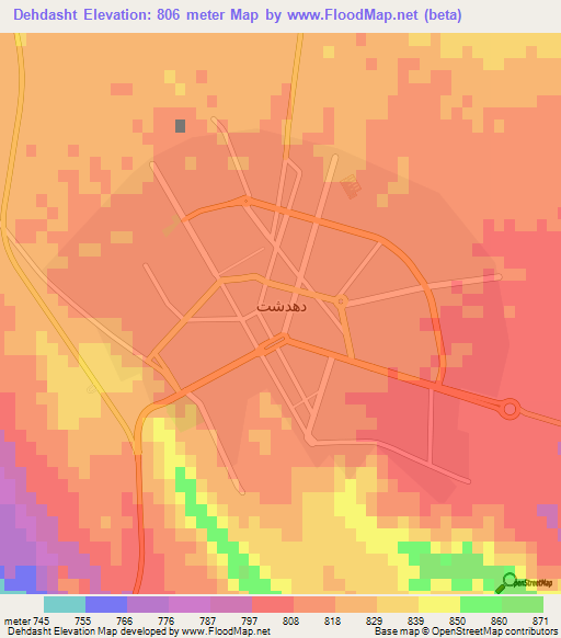 Dehdasht,Iran Elevation Map
