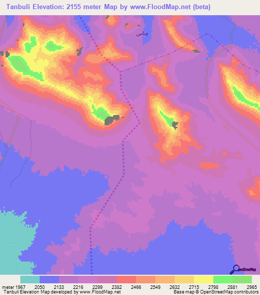 Tanbuli,Iran Elevation Map