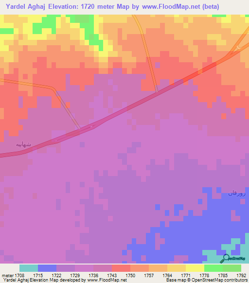 Yardel Aghaj,Iran Elevation Map