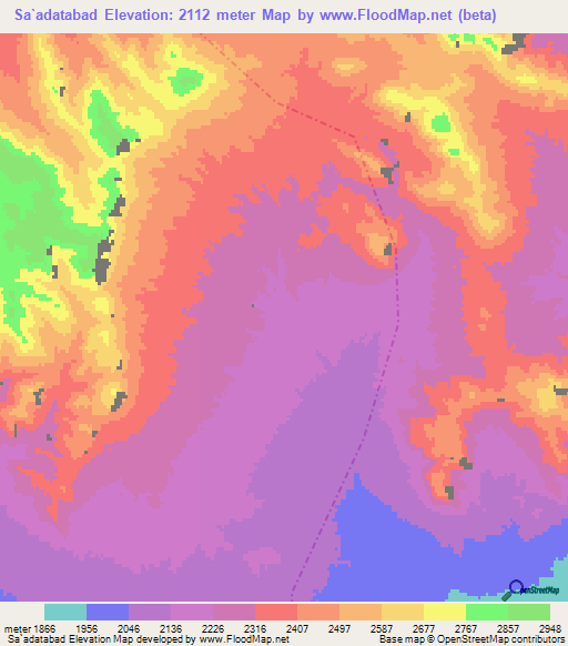 Sa`adatabad,Iran Elevation Map