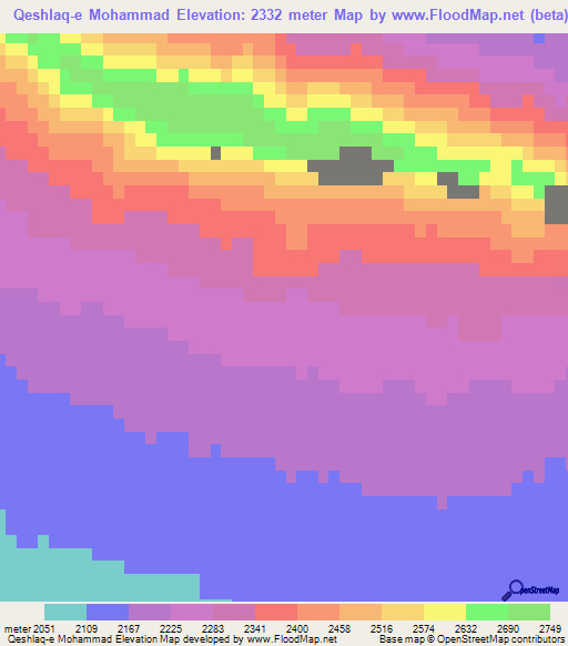 Qeshlaq-e Mohammad,Iran Elevation Map