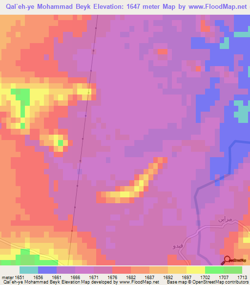 Qal`eh-ye Mohammad Beyk,Iran Elevation Map