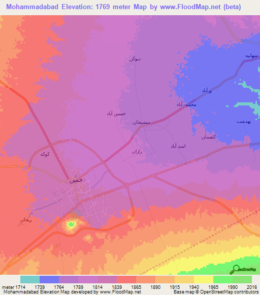 Mohammadabad,Iran Elevation Map