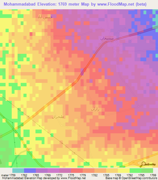 Mohammadabad,Iran Elevation Map