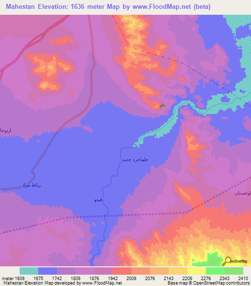 Mahestan,Iran Elevation Map