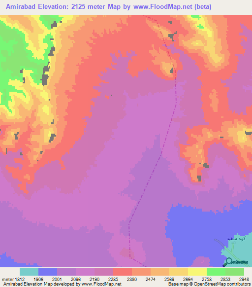 Amirabad,Iran Elevation Map