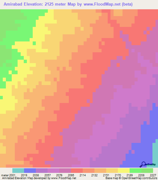 Amirabad,Iran Elevation Map