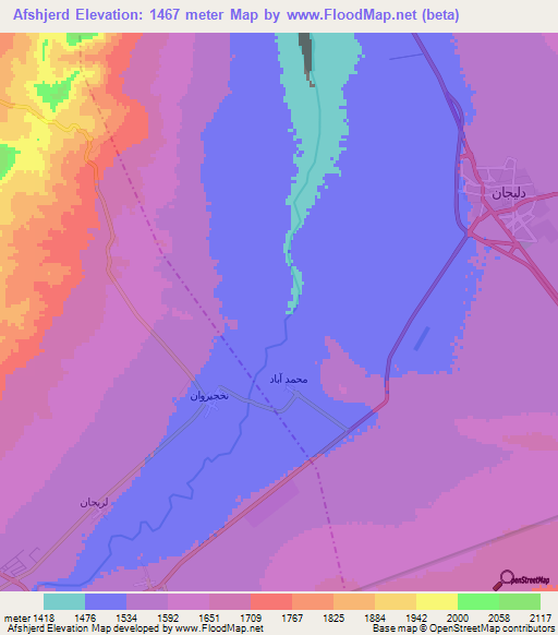 Afshjerd,Iran Elevation Map