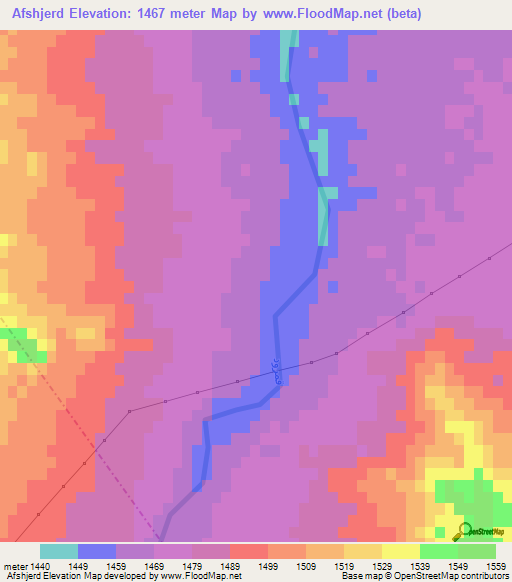 Afshjerd,Iran Elevation Map