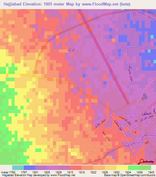Hajjiabad,Iran Elevation Map