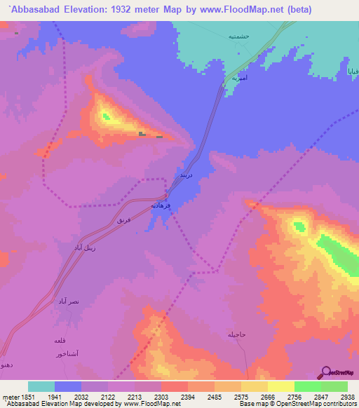 `Abbasabad,Iran Elevation Map